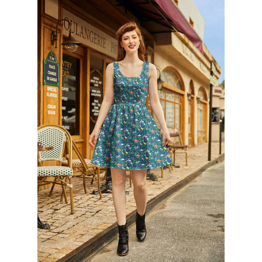 Dino Shorter Length Fit & Flare Dress