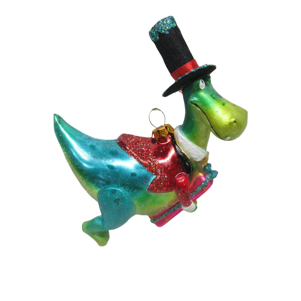 Dinoaur w/Tophat Ornament - New For 2024 by December Diamonds