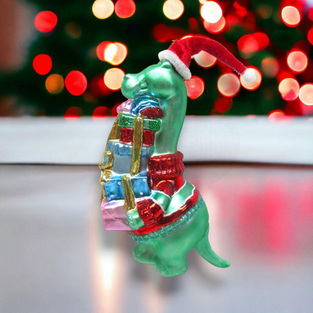 Dinosaur w/Presents Ornament - New For 2024 by December Diamonds 