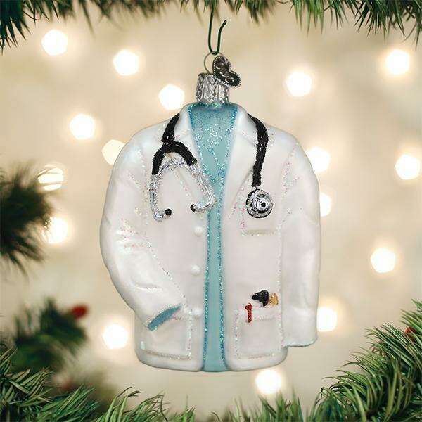 Old World Christmas Doctor's Coat Blown Glass Ornament