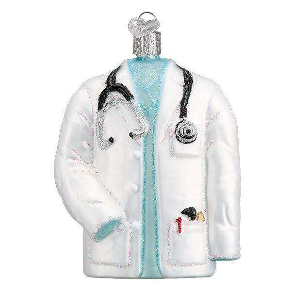 Old World Christmas Doctor's Coat Blown Glass Ornament