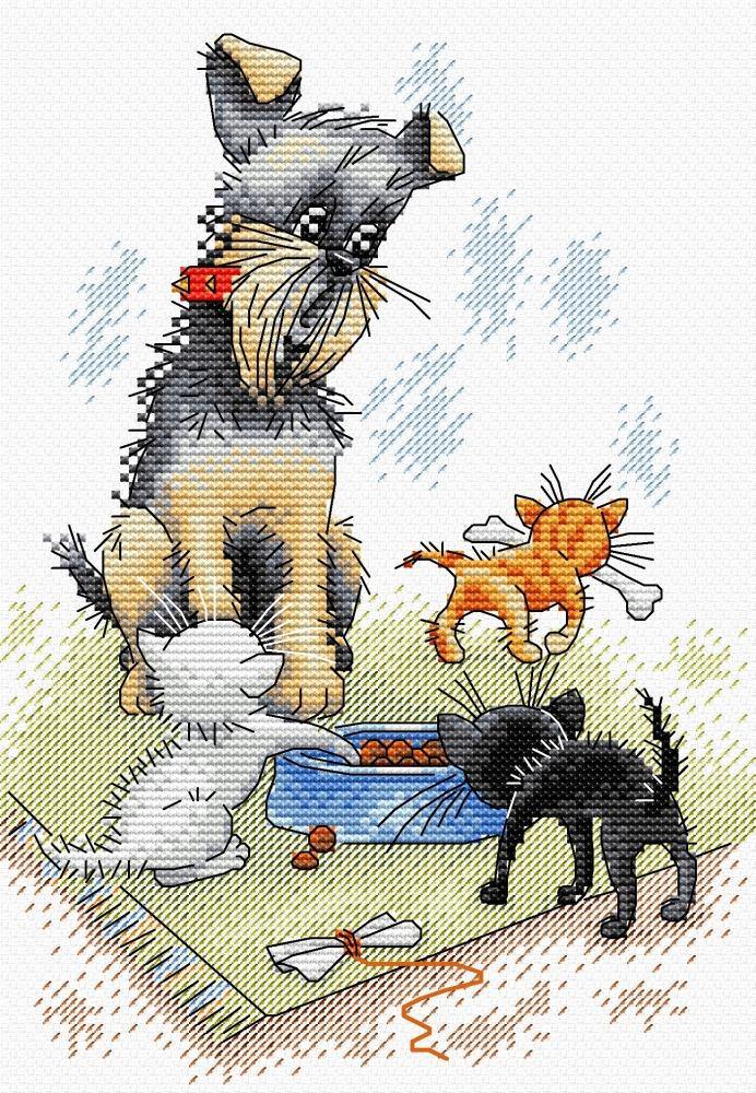Dog & Puppies SM-204 Counted Cross Stitch Kit