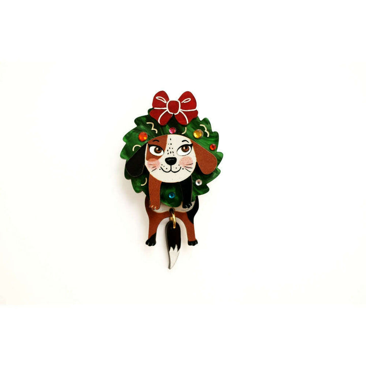 Dog in A Christmas Wreath Button Cover by Laliblue – view 2