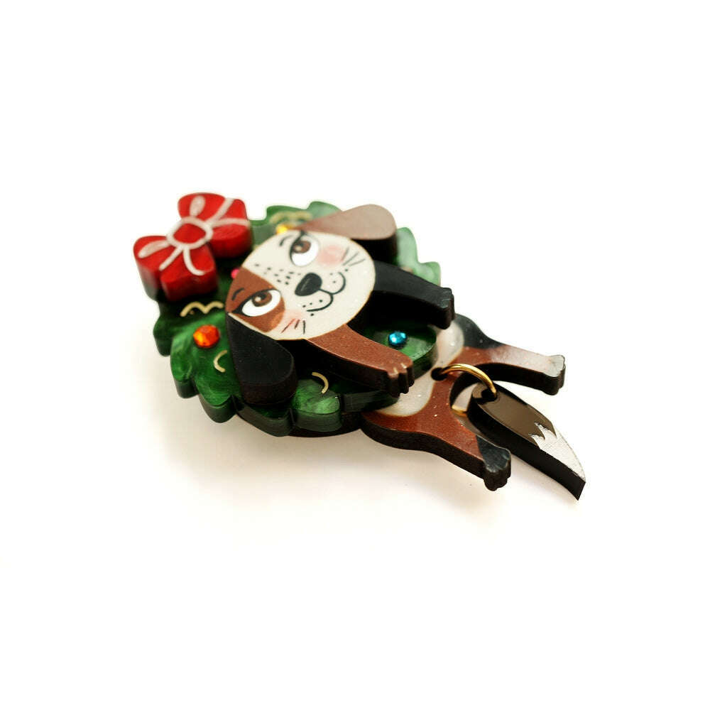 Dog in A Christmas Wreath Button Cover by Laliblue – view 3