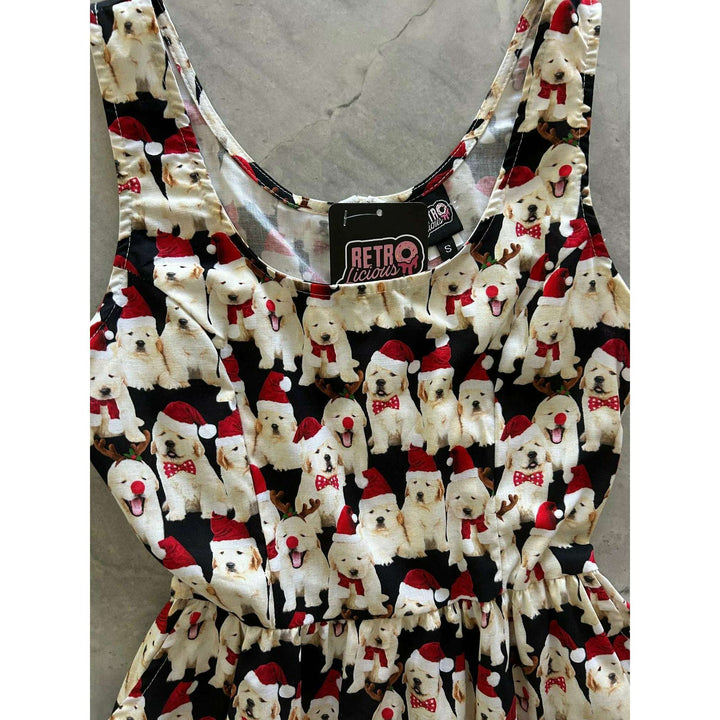 Dogs in Santa Hats Shorter Fit & Flare Dress