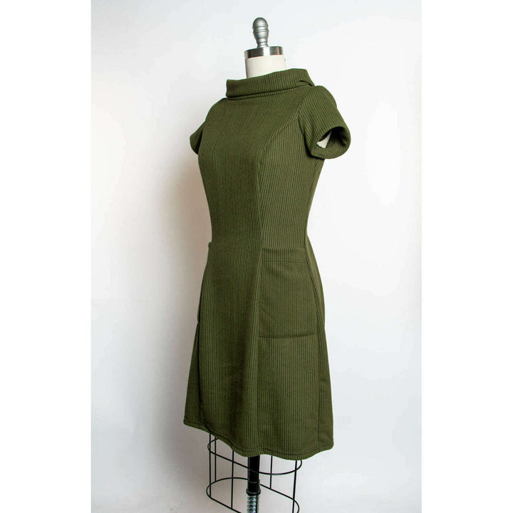 Dominique Dress - Olive, Brushed Rib Knit