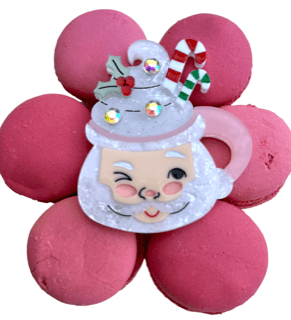 Dreaming of a Whippy Christmas Mini Santa Mug Brooch-Pink by Lipstick & Chrome - Quirks!