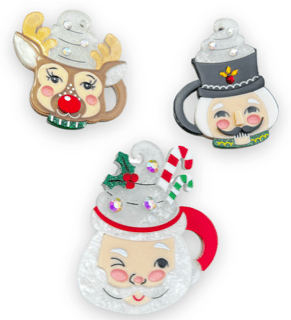 Dreaming of a Whippy Christmas Mini Santa Mug Brooch-Red by Lipstick & Chrome - Quirks!