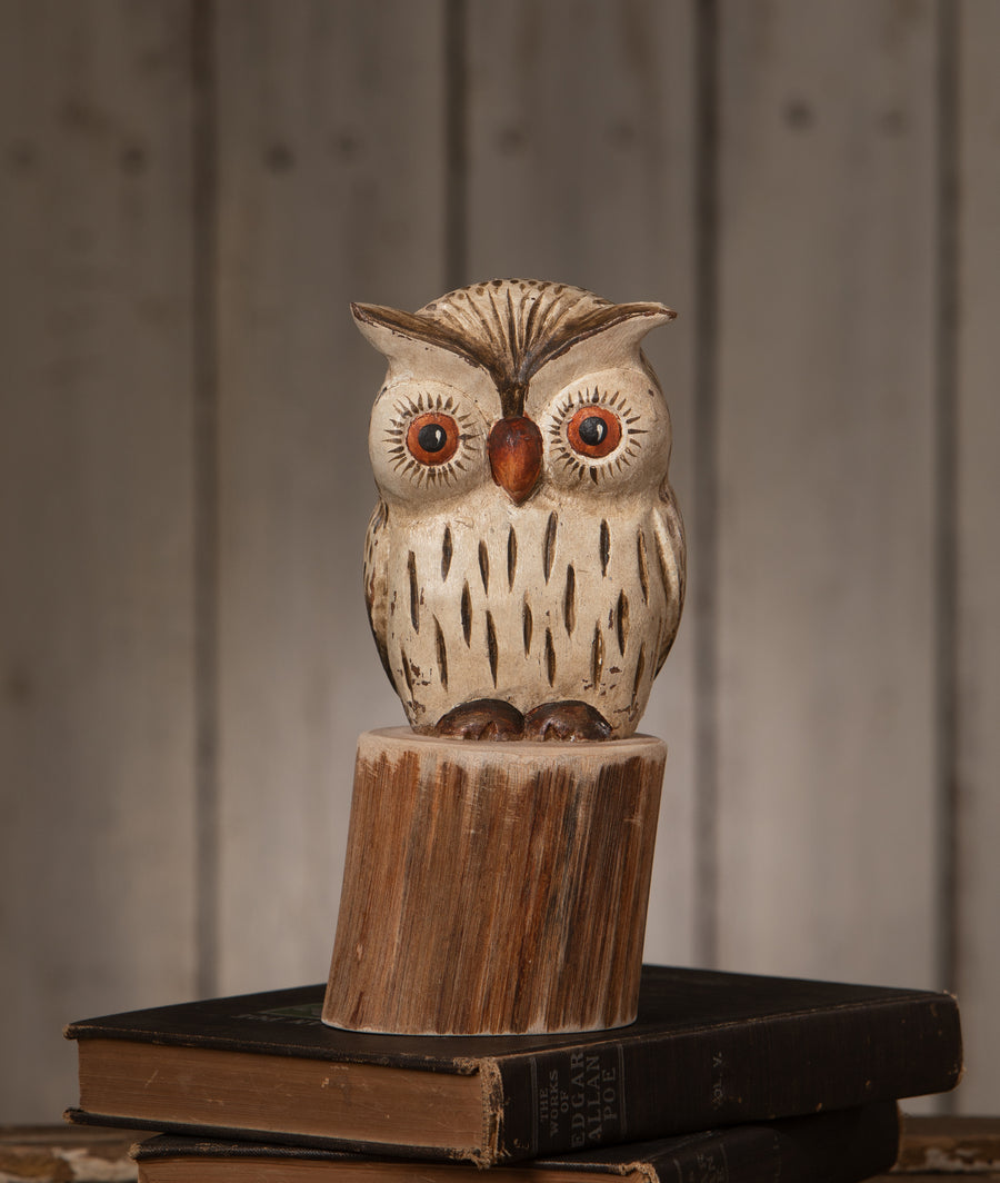 Handcarved 8" Horned Owl by Bethany Lowe Designs, halloween decor