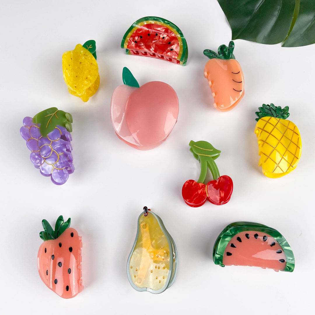 Hand Painted Assorted Fruit and Vegetable Hair Clips