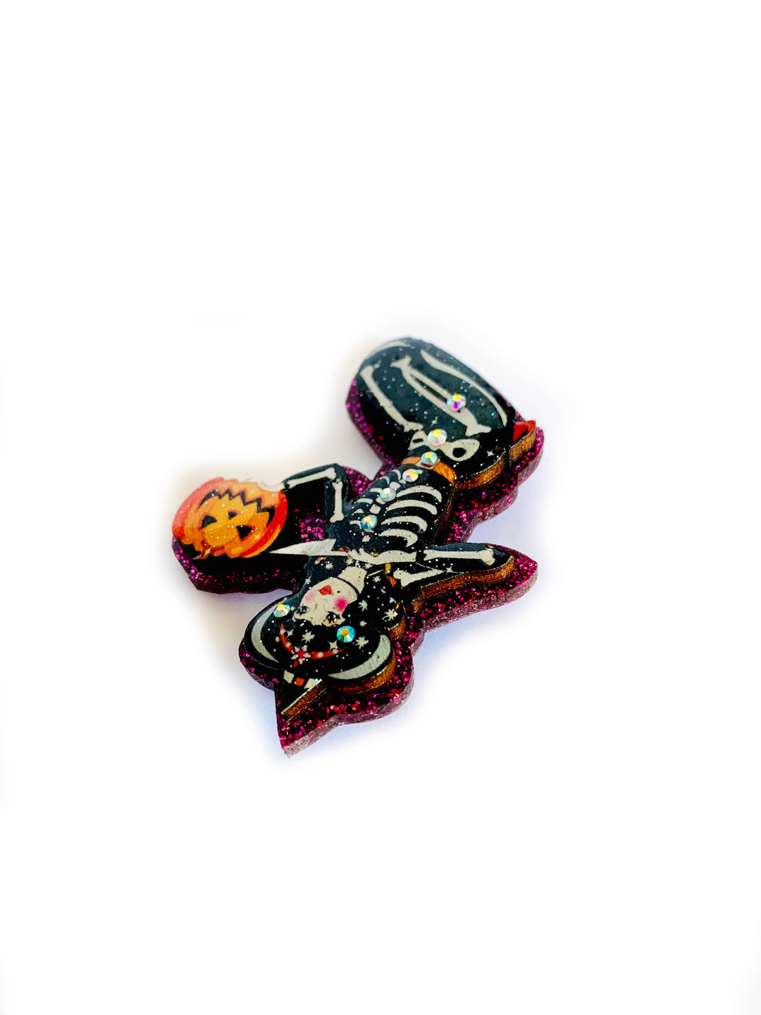 Pumpkin Carving Witch Brooch by Rosie Rose Parker