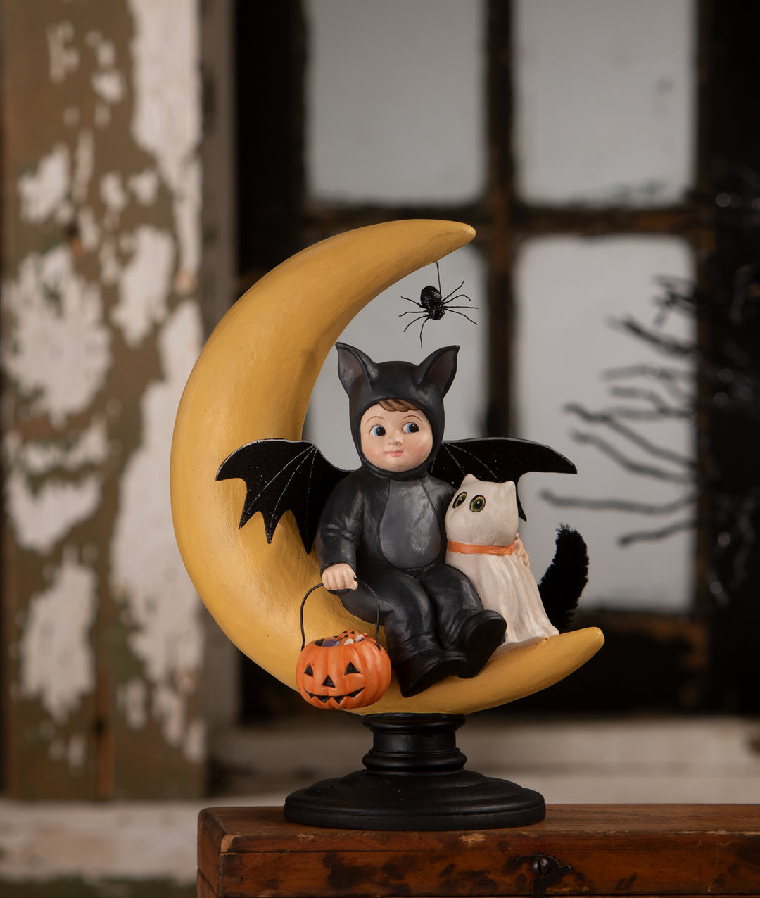 Hugh with Casper on Moon by Bethany Lowe Designs, halloween decor