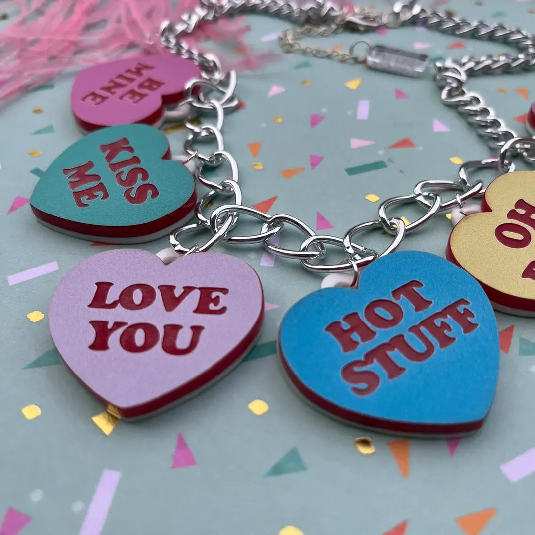 Valentine's Conversation Heart Charm Necklace