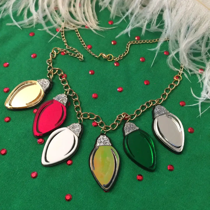 Christmas Lights Holiday Acrylic Charm Necklace