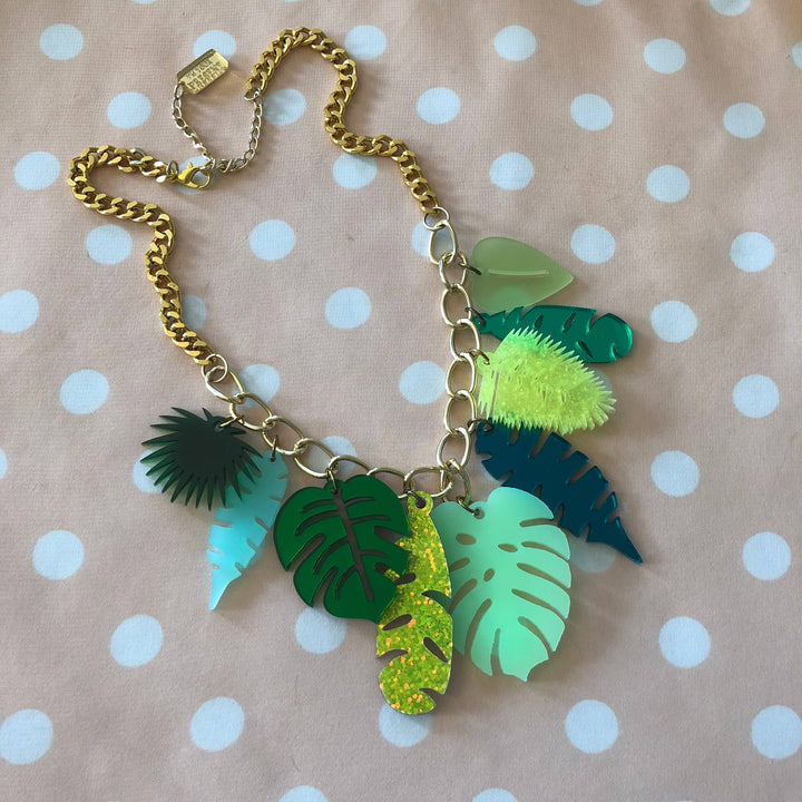 Tropical Leaves Statement Necklace