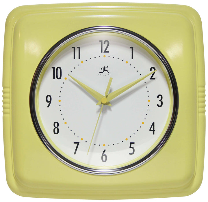 Retro Square Yellow Indoor Wall Clock