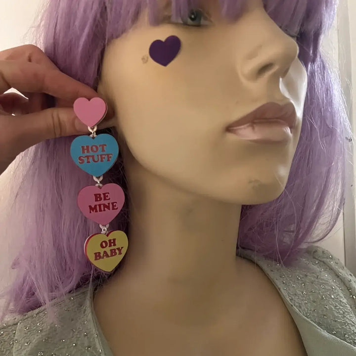 Valentine's Day Conversation Heart Stacked Earrings