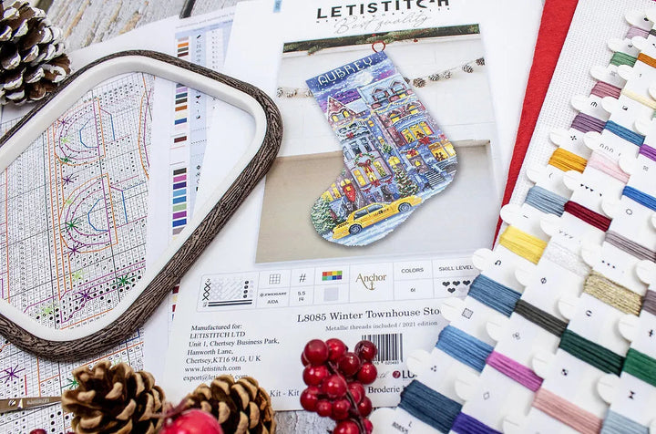 Winter Townhouse Stocking L8085 Counted Cross Stitch Kit