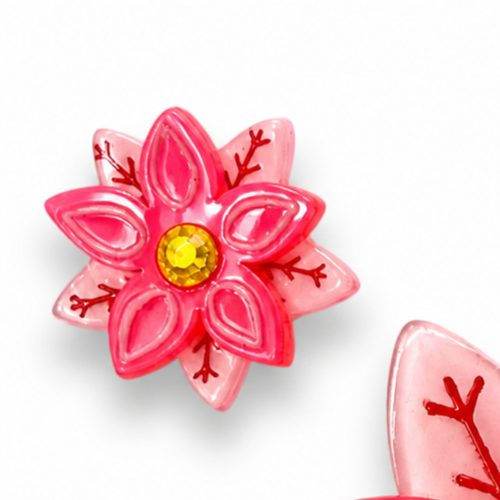 Pretty Poinsettia Brooch & Earring Set by Lipstick & Chrome