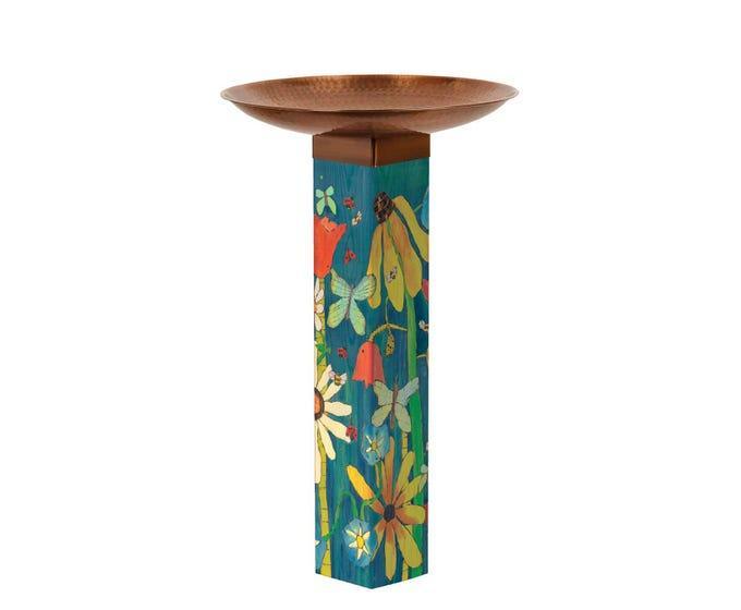 Earth Laughs in Flowers Bird Bath Art Pole w/ Copper Top - Quirks!