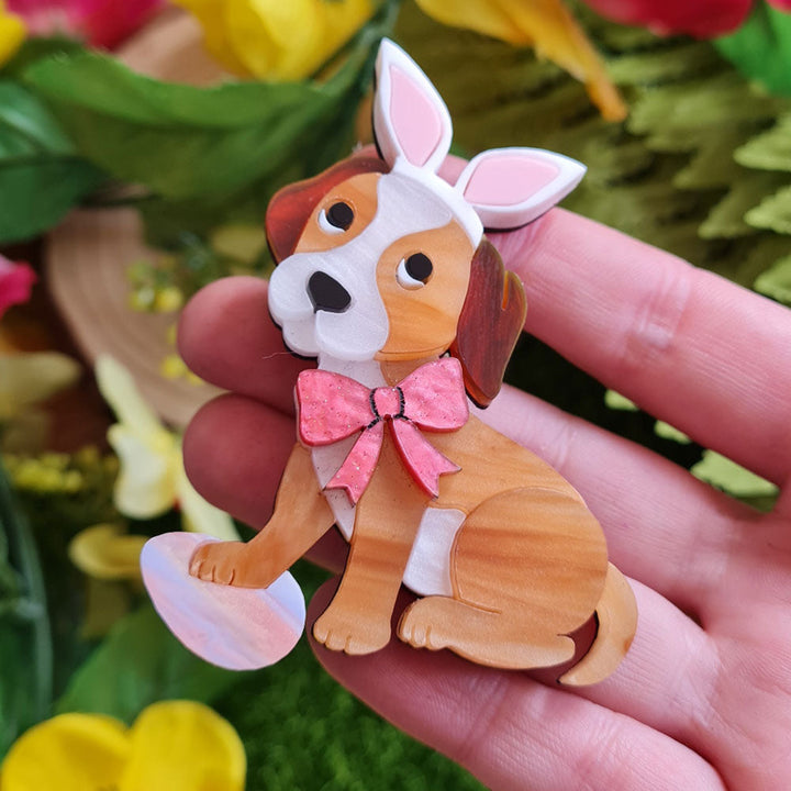 Easter Puppy Brooch by Cherryloco Jewellery 3