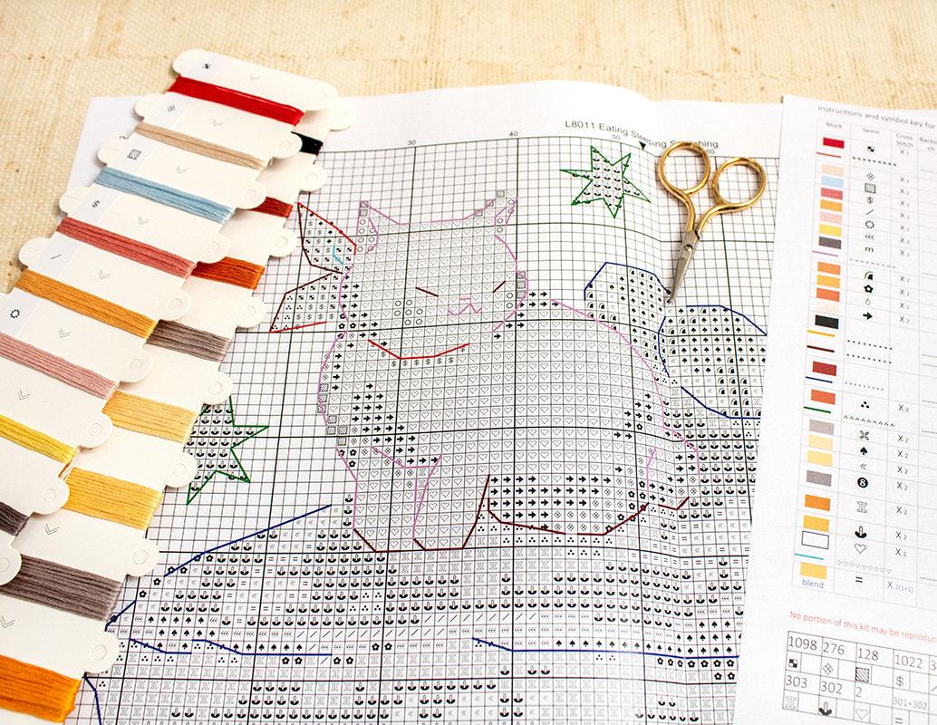 Eating Sleeping Stretching L8811 Counted Cross Stitch Kit