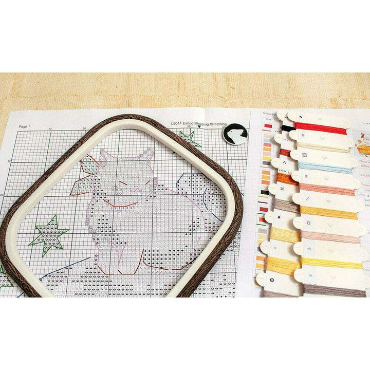 Eating Sleeping Stretching L8811 Counted Cross Stitch Kit