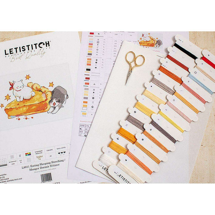 Eating Sleeping Stretching L8811 Counted Cross Stitch Kit