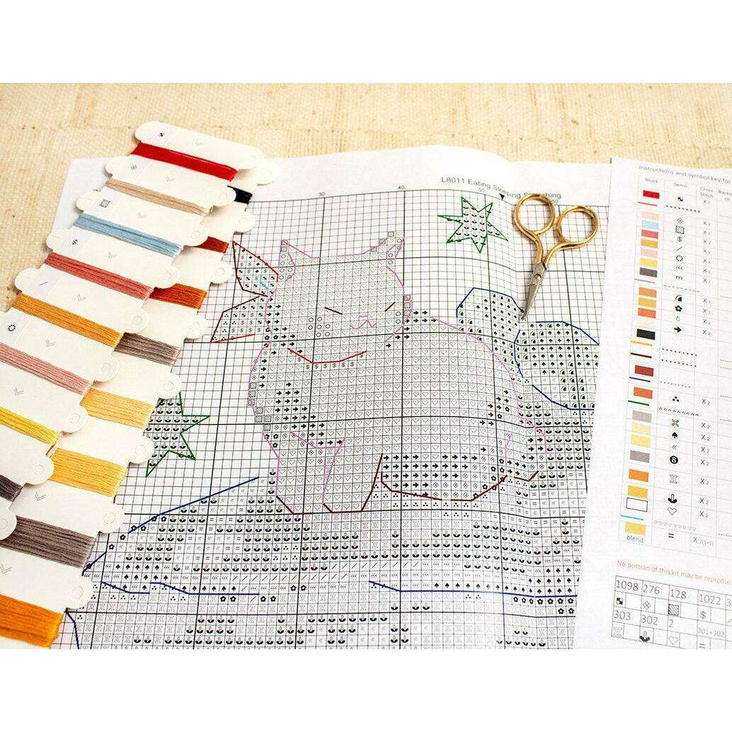 Eating Sleeping Stretching L8811 Counted Cross Stitch Kit