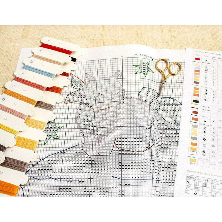 Eating Sleeping Stretching L8811 Counted Cross Stitch Kit