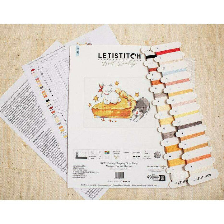 Eating Sleeping Stretching L8811 Counted Cross Stitch Kit