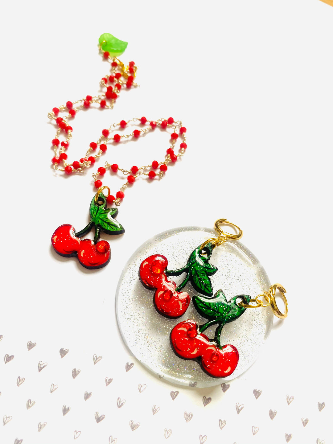 Retro Cherry Beaded Necklace by Rosie Rose Parker
