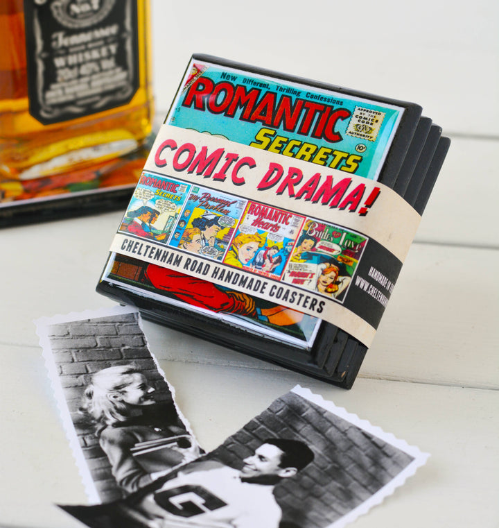 Vintage Romance Comic Book Drink Coasters