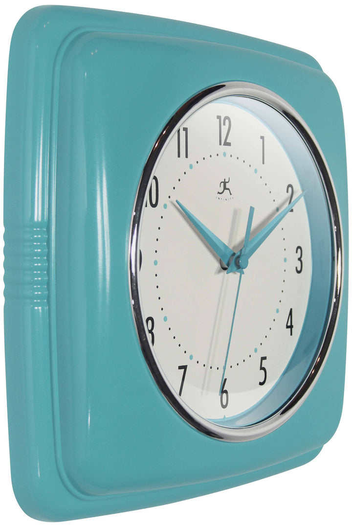 Retro Square Turquoise Indoor Wall Clock