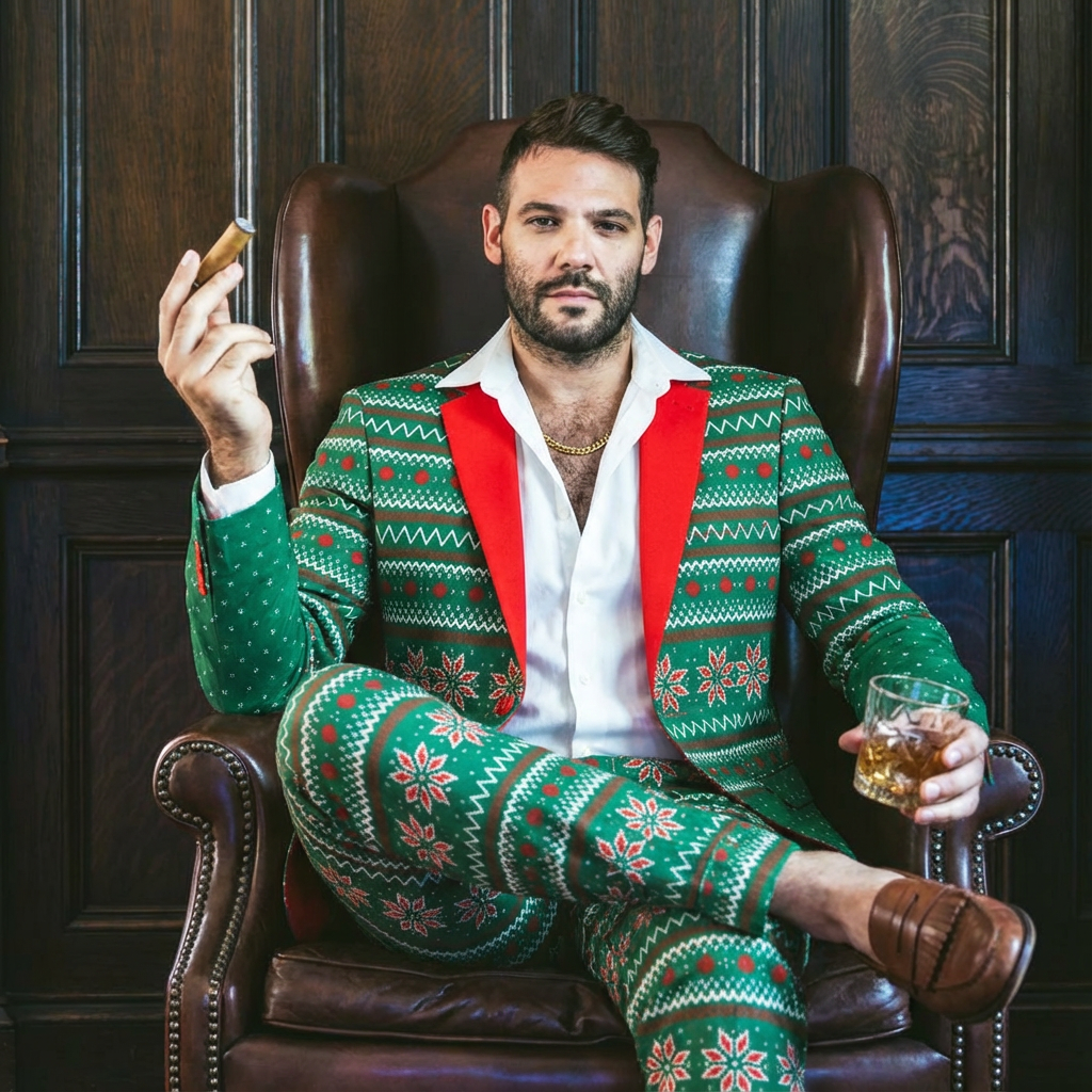 The Kris Kringle | Green Fair Isle Christmas Suit