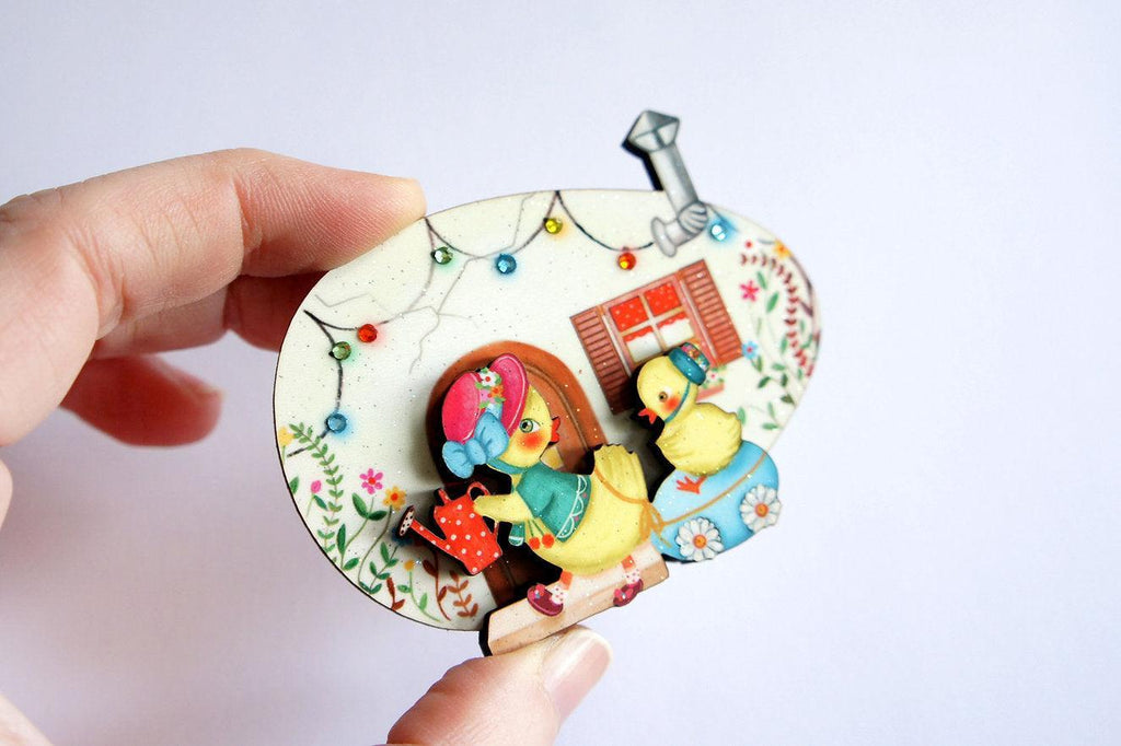 Egg House Easter Brooch by Laliblue - Quirks!