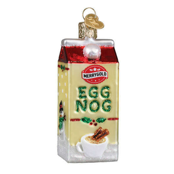 Old World Christmas Eggnog Carton Blown Glass Ornament