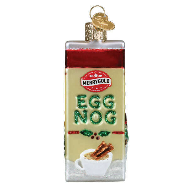 Old World Christmas Eggnog Carton Blown Glass Ornament