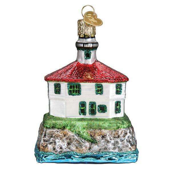 Old World Christmas Eldred Rock Lighthouse Blown Glass Ornament