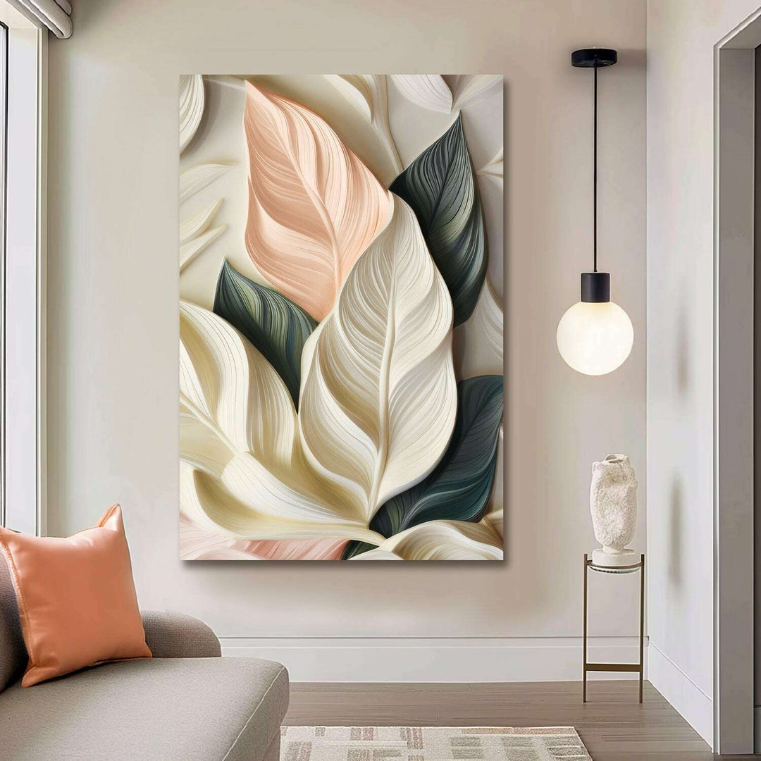 Elegant 3D Pastel Leaf Wall Art