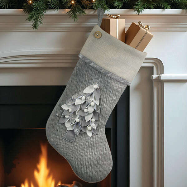 Old World Christmas Elegant Stocking with Tree Motif