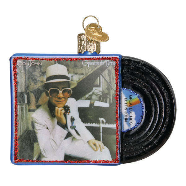 Old World Christmas Elton John Greatest Hits Album Blown Glass Ornament