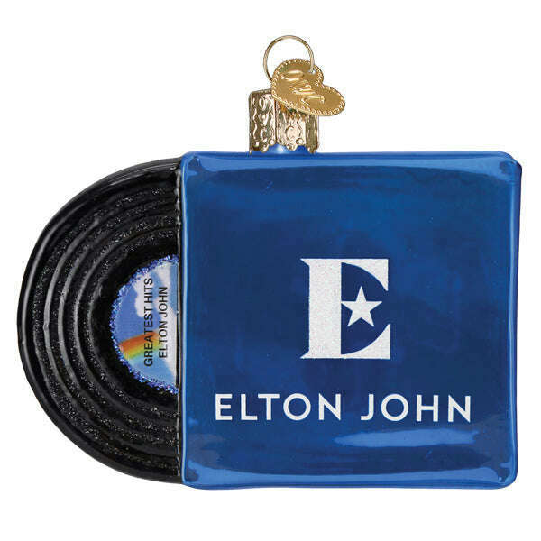 Old World Christmas Elton John Greatest Hits Album Blown Glass Ornament