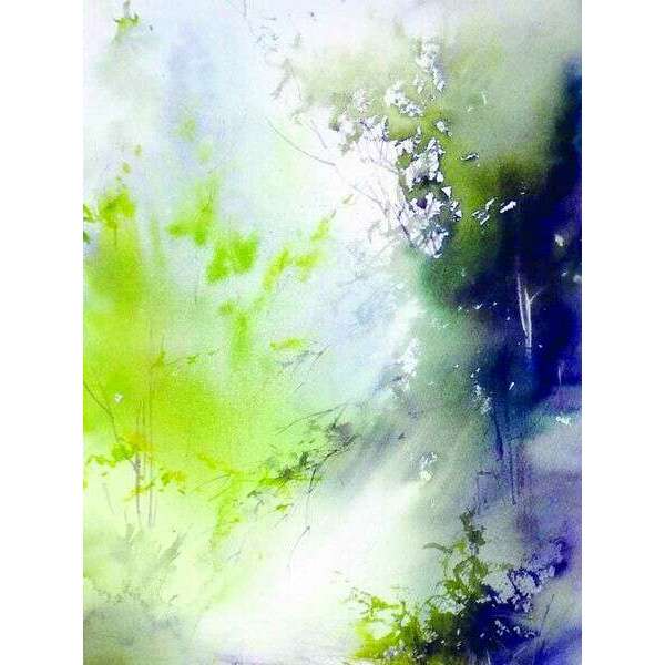 Emerald Dawn Designer Printed AIDA Fabric. Canvas for embroidery with an applied background  KF-1067A