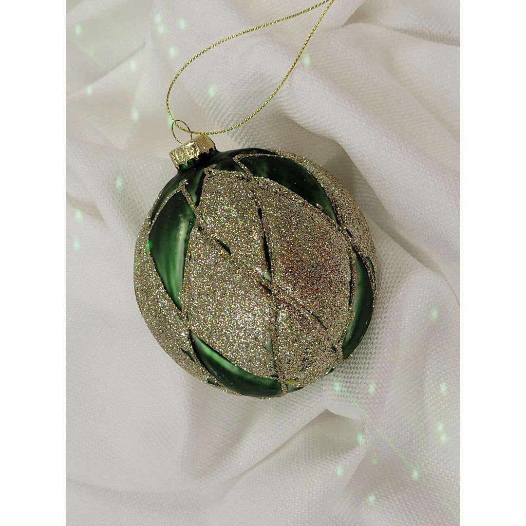 Emerald Twist Glass Ball Christmas Ornament F07M7-23(LH76-23107)