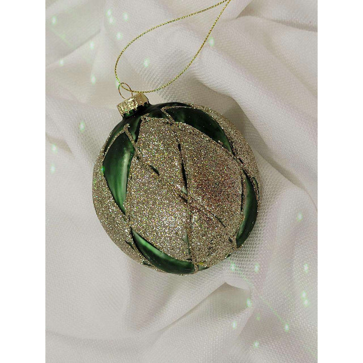 Emerald Twist Glass Ball Christmas Ornament F07M7-23(LH76-23107)