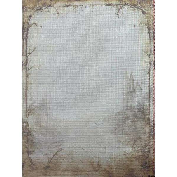 Enchanted Frame Designer Printed AIDA Fabric. Canvas for embroidery with an applied background  KF-1279A