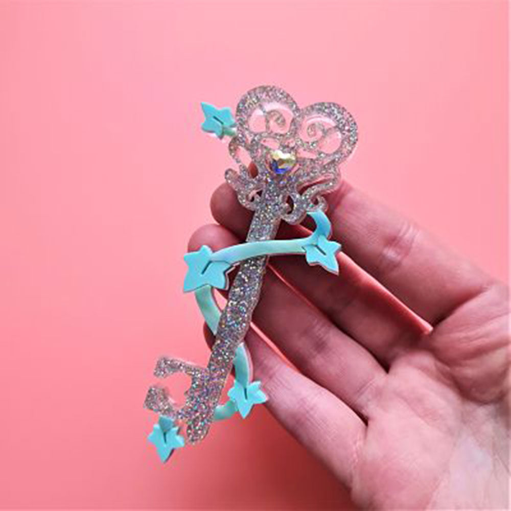 Enchanted Key Of Love Brooch by Cherryloco Jewellery 2