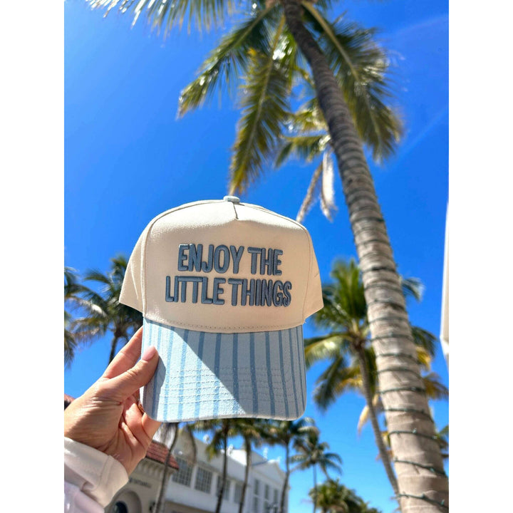 Enjoy the Little Things - Blue Stripe Vintage Trucker Hat