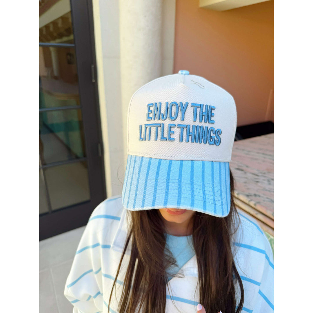 Enjoy the Little Things - Blue Stripe Vintage Trucker Hat